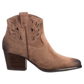VINCEZA åbent cowboy støvler beige
