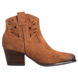 VINCEZA åbent cowboy støvler brun