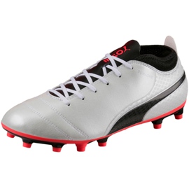 Fodboldsko Puma One 17.4 Fg hvid-sort-rød 104075 01 flerfarvet
