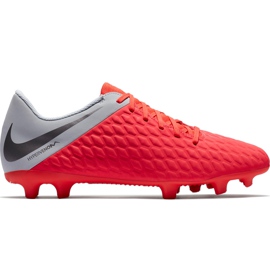 Nike Hypervenom Phantom 3 Club Fg Jr AJ4146 600 fodboldsko flerfarvet rød