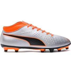 Puma One 4 Syn Fg fodboldsko grå-orange 104749 01 flerfarvet sølv