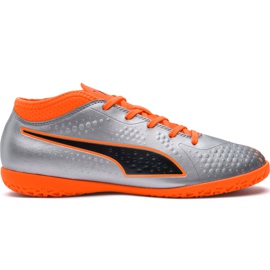 Puma One 4 Syn It Junior fodboldsko grå-orange 104783 01 flerfarvet sølv