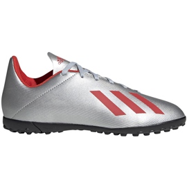 Fodboldstøvler adidas X 19.4 Tf Jr sølv F35348 rød