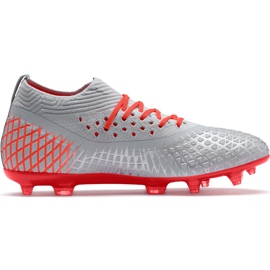 Fodboldsko Puma Future 4.2 Netfit Fg Ag sølv-rød 105611 01 flerfarvet grå