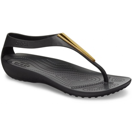 Crocs kvindersandaler Serena Metallic Bar Fp W sort og guld 206420 751 gylden
