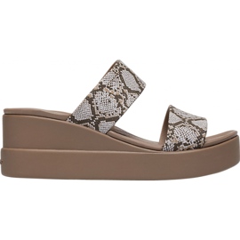 Crocs Tøfler til damer Brooklyn Mid Wedge W Multi Stucco 206219 93T beige