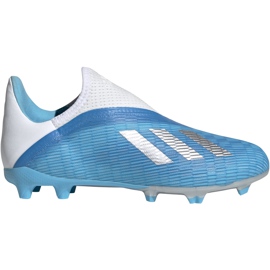 Adidas X 19.3 Ll Fg Junior blå EF9114 fodboldsko blå, hvid, sølv