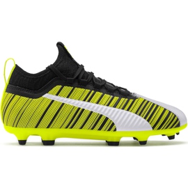 Puma One 5.3 Fg Ag Junior fodboldsko gul-sort-hvid 105657 03 gul, hvid, sort