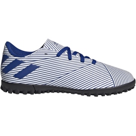 Adidas Nemeziz 19.4 Tf Junior hvide og blå fodboldsko FV3313 flerfarvet