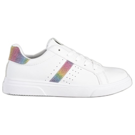 SHELOVET Sportssko med glitter hvid