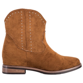Ideal Shoes Moderigtige brune cowboystøvler