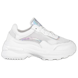 SHELOVET Moderigtige hvide sneakers sølv