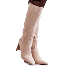 FRGIV Knee-støvler til kvinder Beige Truly Love