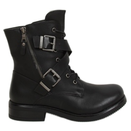 Sorte militærstøvler 88041 Sort