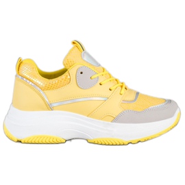 Ideal Shoes Casual platform sneakers gul