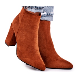 FW1 Damestøvler på en hæl Suede Camel Sharks brun