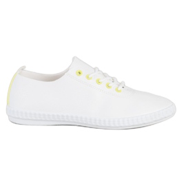 SHELOVET Lette sneakers med Eco Leather hvid gul