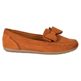 Fama Loafers Med En Sløjfe brun gul