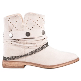 Bella Paris Støvler med dekorative striber beige