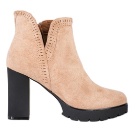 Bella Paris Højhælede støvler beige