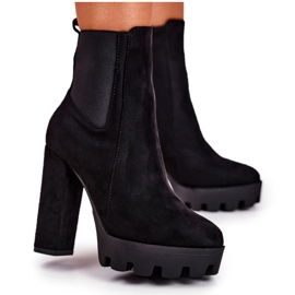 FW1 Kvindestøvler på høj hæl Eco-Suede Black Juliet sort