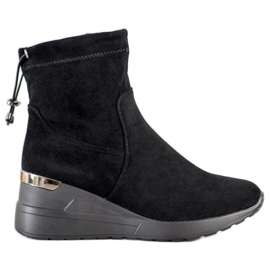 Camo Suede Wedge Støvler sort