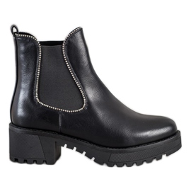 SHELOVET Chelsea støvler med cubic zirconia sort
