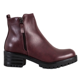 Ideal Shoes Behagelige burgunder støvler rød flerfarvet