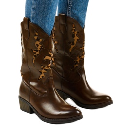 Brune Eshirixis varme cowboystøvler beige