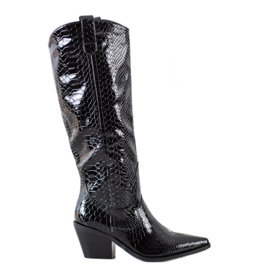 Seastar Snake print cowboy støvler sort
