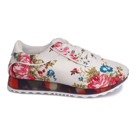 Sportssko med blomster BL282 Hvid flerfarvet