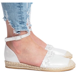 Sølv espadriller med blomster LL6271