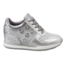Sølv kile sneakers med stjerner BM1915-3