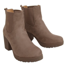 Chelsea støvler med brede hæle, beige B2880FE-KB Khaki brun
