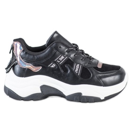 SHELOVET Komfortable Eco Leather Sneakers sort