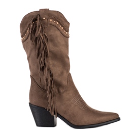 Bestelle Frynsede cowboystøvler beige