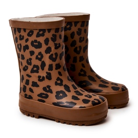 FRROCK Børns brune gummistøvler med leopardprint Nanny
