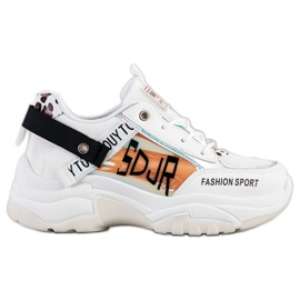 SHELOVET Mode sport sneakers hvid brun sort orange