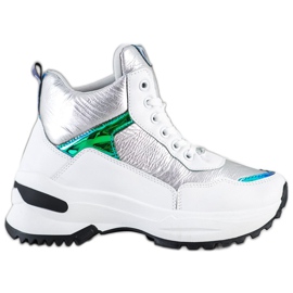 Ideal Shoes High-top sneakers lavet af øko-læder hvid sølv
