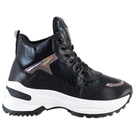 Ideal Shoes High-top sneakers lavet af øko-læder sort lyserød