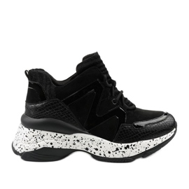 Sorte sports sneakers lavet af øko-læder-ruskind Clavelina