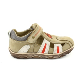 American Club K080 beige sandaler med velcro brun orange