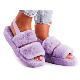 FRJ Kvinders hjemmesko på platformen Fur Violet Cotton Candy