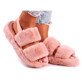 FJ1 Kvinders hjemmesko på platformen Fur Orange Cotton Candy
