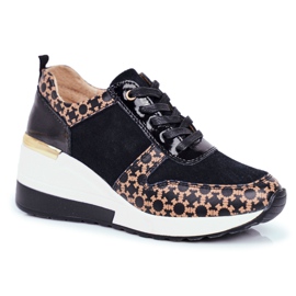S.Barski Sportssko til kvinder Sneakers Sort Hvid Metronus beige gylden