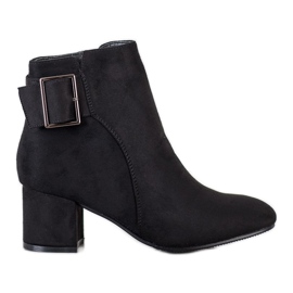 Top Shoes Ruskind støvletter med spænde sort