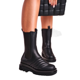 Joia Kvinders High Boot Jodhpur støvler Massive Platform Sort Evelina