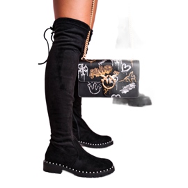 Isabel Black Suede Black Over-the-Knee støvler sort