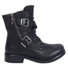 Sorte militærstøvler 88041 Sort