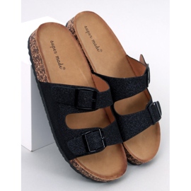 Alexa Black Glitter Cork Hjemmesko sort 2